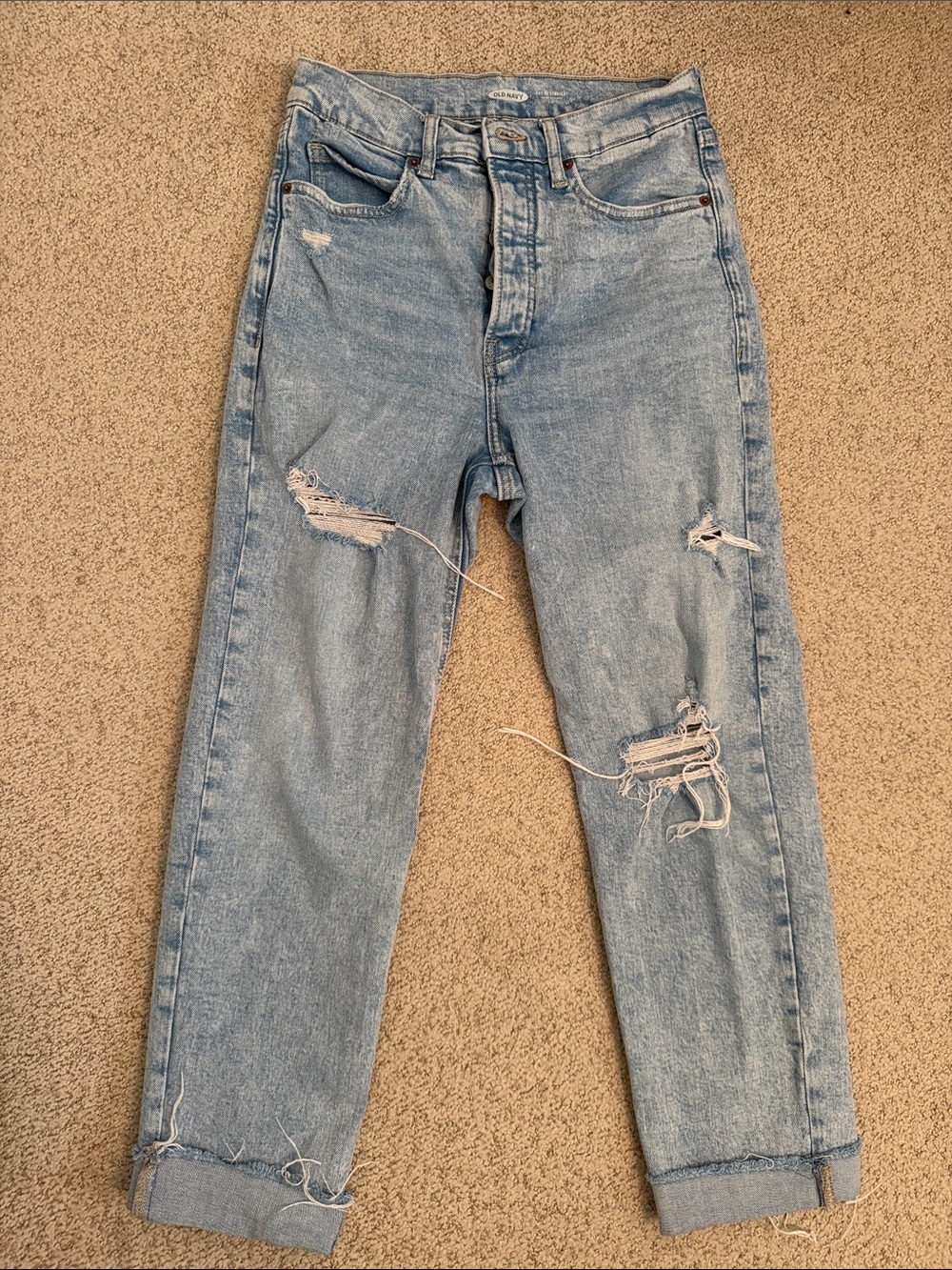 Old Navy Light Blue Distressed Boyfriend Jeans